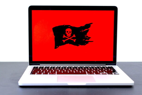 Pirate flag ransomware laptop